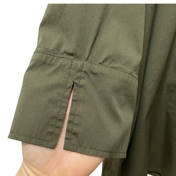 Habitat Womens The One Hidden Placket Button Up Shirt Size XL Green 3/4 Sleeve - Picture 4 of 8